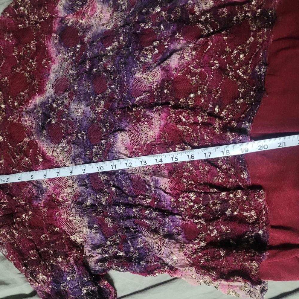 Coldwater Creek Burgundy and Purple Lace-Detail Long Sleeve Top - Picture 7 of 7